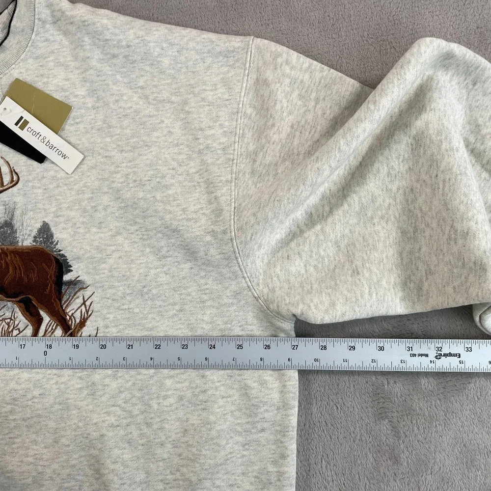 Vintage Croft Barrow Sweatshirt Men XLT Tall Oat Heather Embroidered‎ Deer NWT